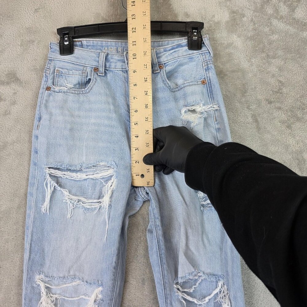 American Eagle Outfitters Mom Jeans Womens 00 X-Short High Rise Distressed Denim - Picture 7 of 12